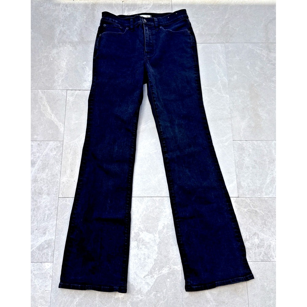 Madewell Kick Out Full Length Jeans Womens 28 Black Denim Mid Rise Boot Leg